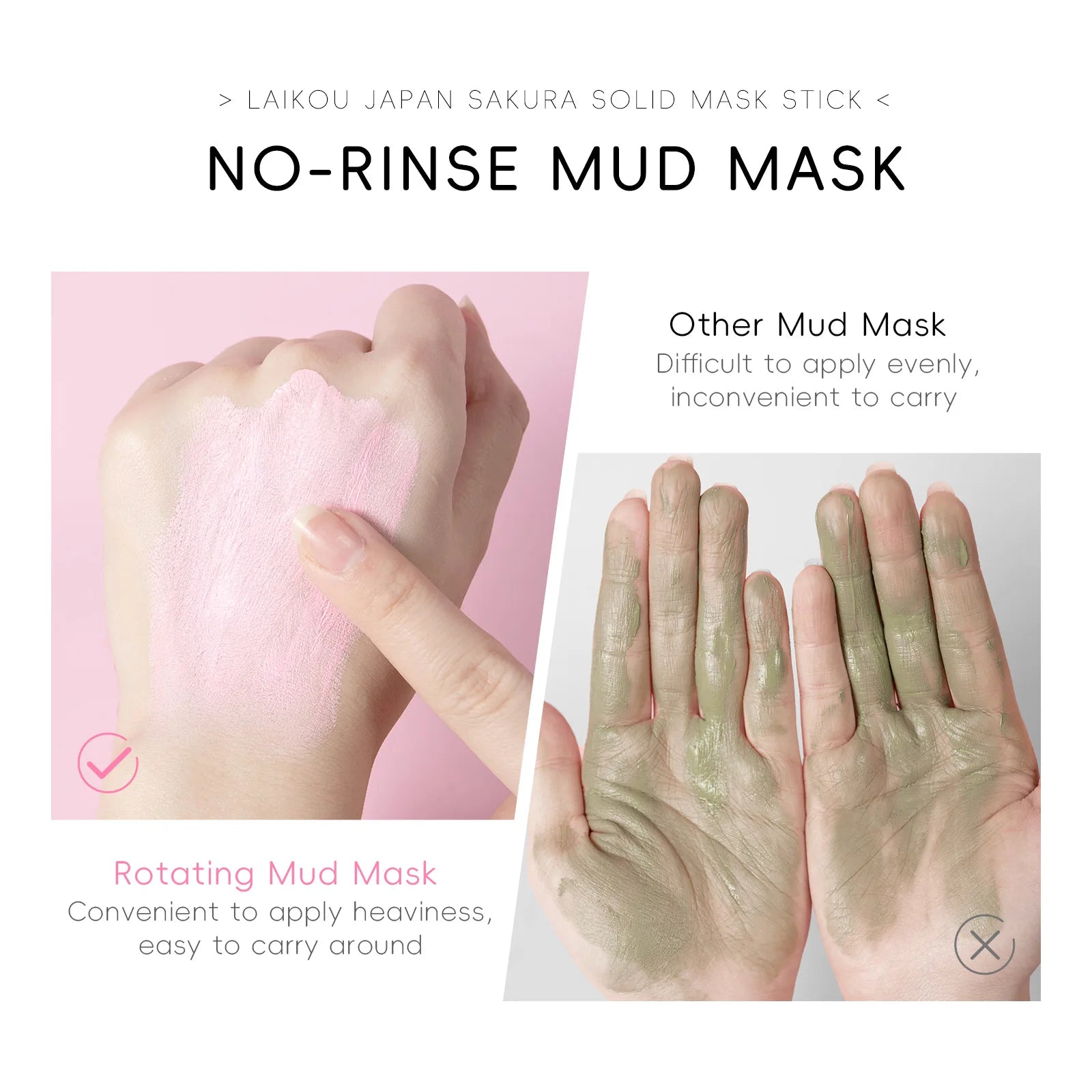 LAlKOU Sakura Solid Mud Face Mask Stick Reduces Blackhead Pores Oil Control Moisturizing Deep Cleanser Facial Face Mask 45g